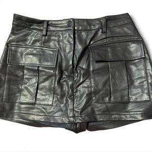Windsor Black Faux Leather Skort